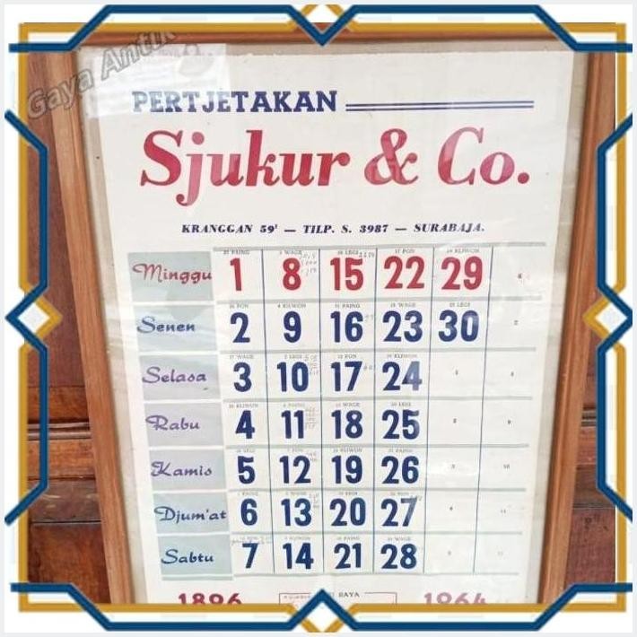 

[GAG] KERTAS KALENDER JADOEL 1964 PERTJETAKAN SJUKUR & CO. SURABAJA