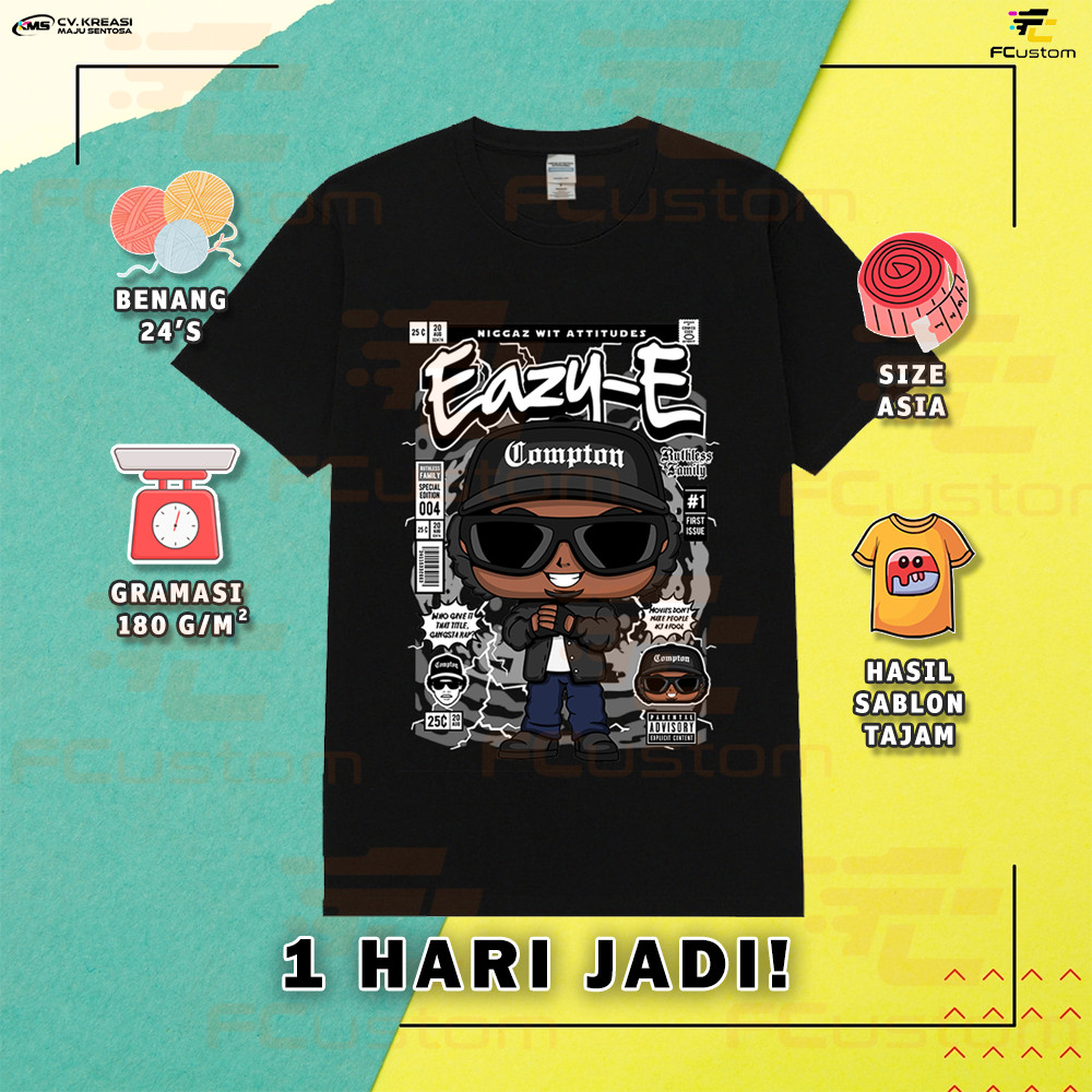 Kaos Kartun Eazy E Pop Art Viral Cotton Combed 24s New State Apparel Unisex Tshirt DTF