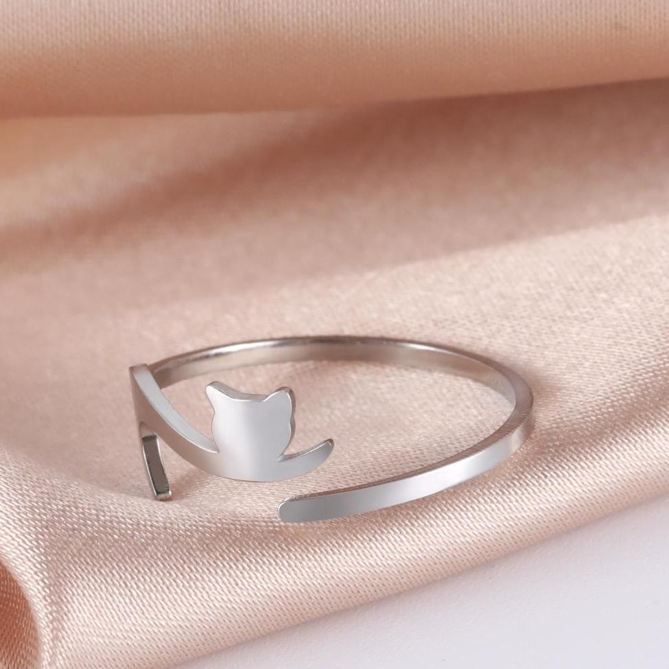 Cincin Ragdoll Cat Titanium Adjustable / Resizable Aksesoris Rings