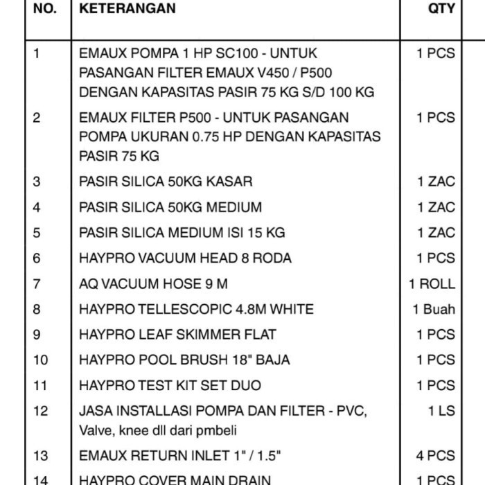 Paket Pompa Filter kolam Renang Emaux 1 Hp dan Installasi Overflow