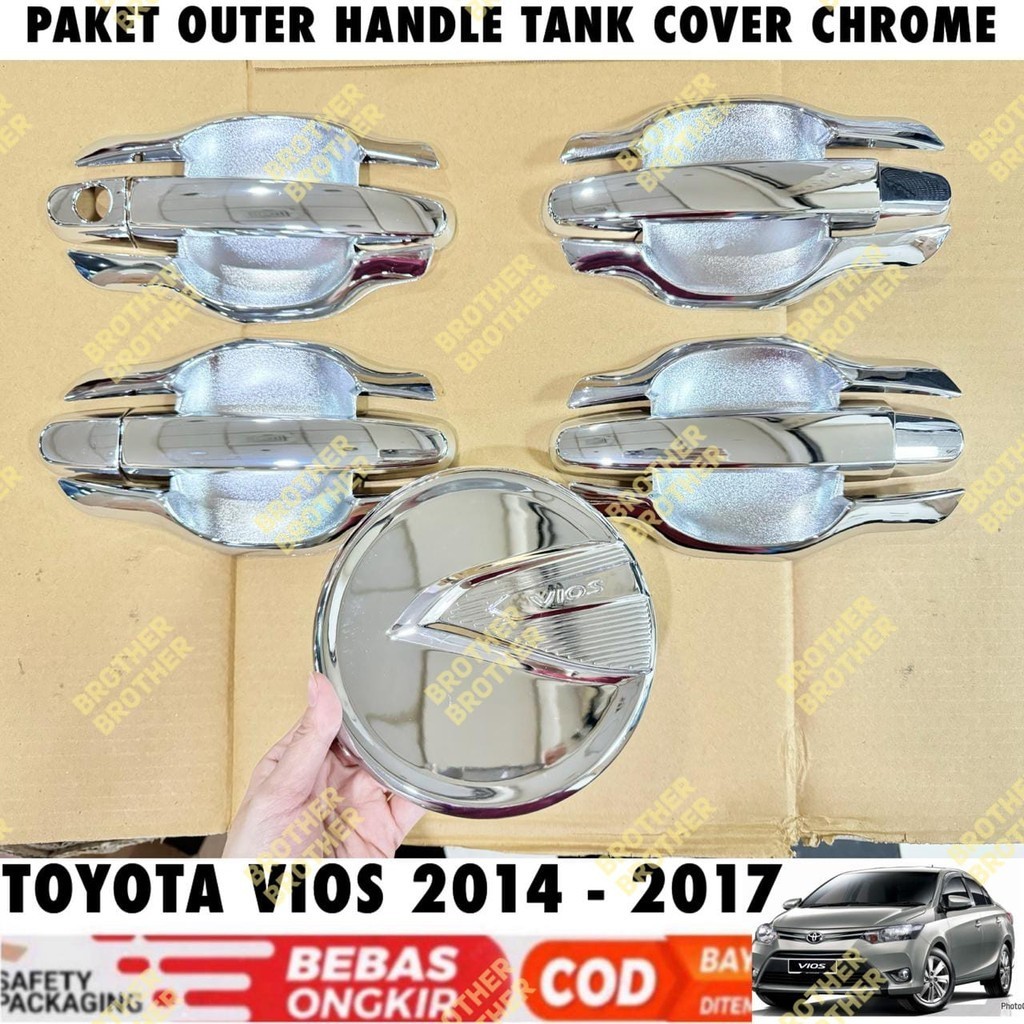 Paket Outer Handle Tank Cover Toyota  Vios 2014 2015 2017 Chrome