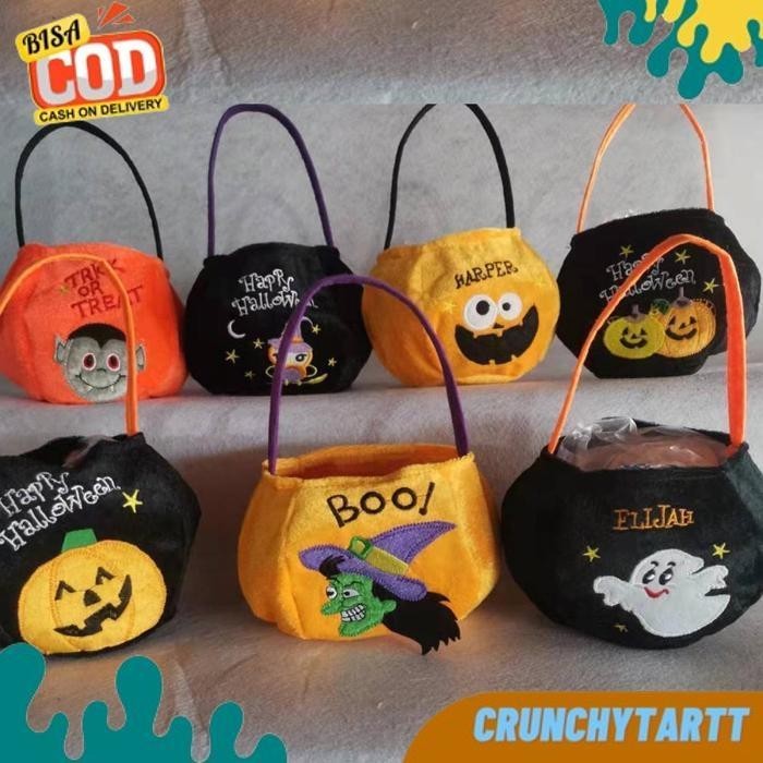 

DISCOUNT TABB TAS HALLOWEEN PUMPKIN LABU TRICK OR TREAT GOODIE BAG FLANEL BULU KAIN E.COS
