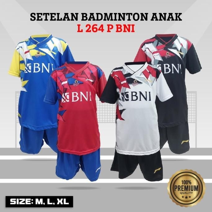SETELAN BADMINTON ANAK KAOS BULUTANGKIS JUNIOR PRINTING L 264 BNI