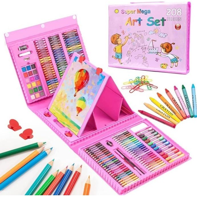 

Super Mega Art Set Alat Gambar Tulis Anak Crayon Pensil Warna 208 Pcs KS88