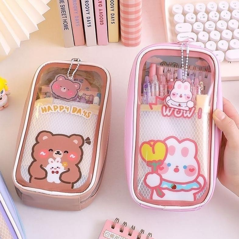 

sa-324 ReadyPencil Case Kotak Pensil Cute Tempat Pencil Fashion Korea Tempat Alat Tulis Kawaii Pencil Tempat Pensil Lucu Anak Cases Large Capacity Box for Girls Office Student Stationery Organizer Viral