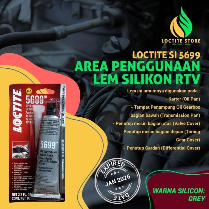 

LEM SILIKON RTV ANTI PANAS UTK KARTER KNALPOT RADIATOR LOCTITE SI 5699