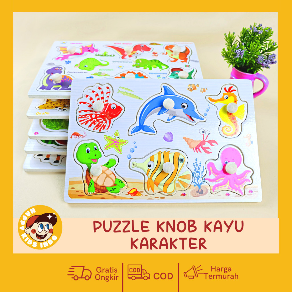 Mainan Edukasi Puzzle Knob Anak 1-3 Tahun Laki laki Perempuan Mainan Edukasi Montessori Puzzle