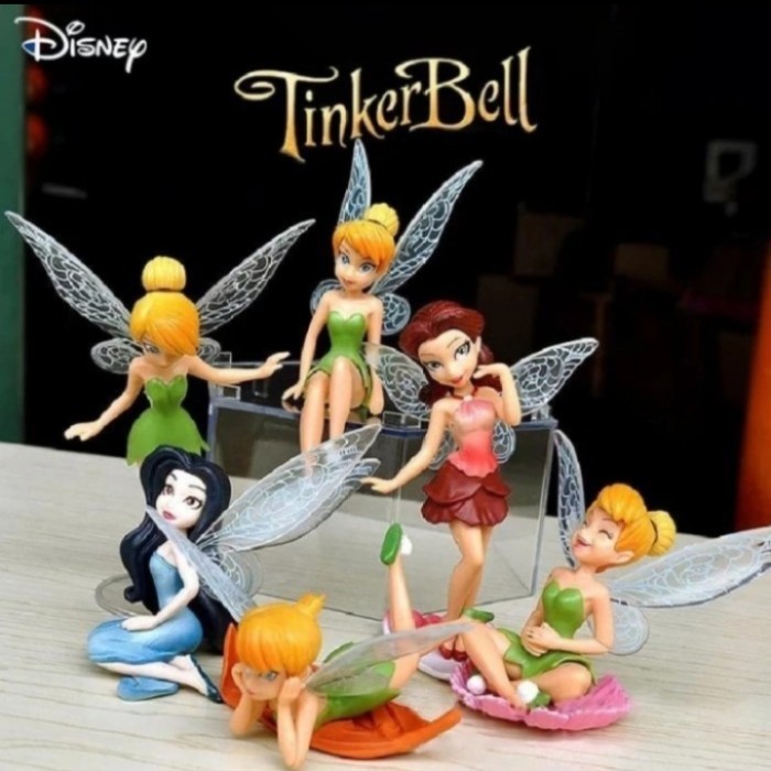 6pcs Topper Kue Tinkerbell Set, Boneka Patung Tinkerbell, Hiasan Kue