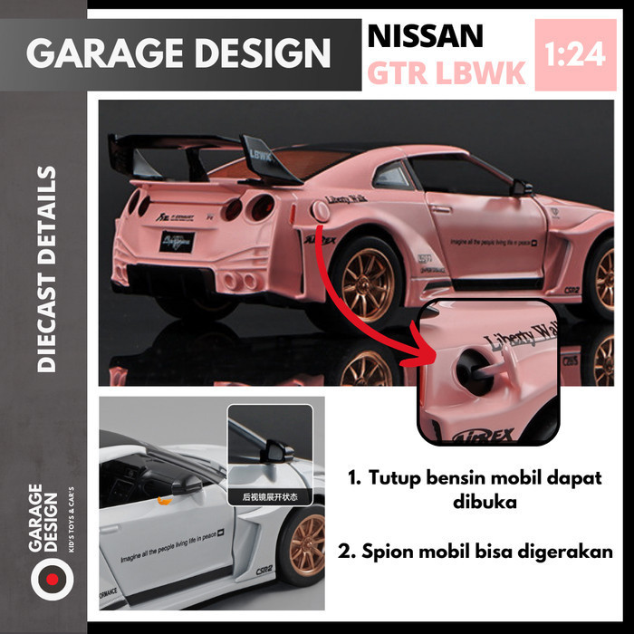 Ane Diecast Mobil Nissan Gtr R35 Liberty Walk Csr2 Lbwk - Nissan Gtr 1:24
