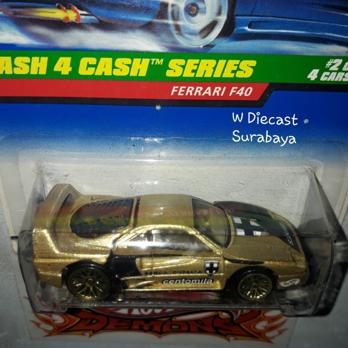 Ane Hot Wheels Ferrari F40 Gold Open Trunk Diecast Mobil Balap Dash 4 Cash