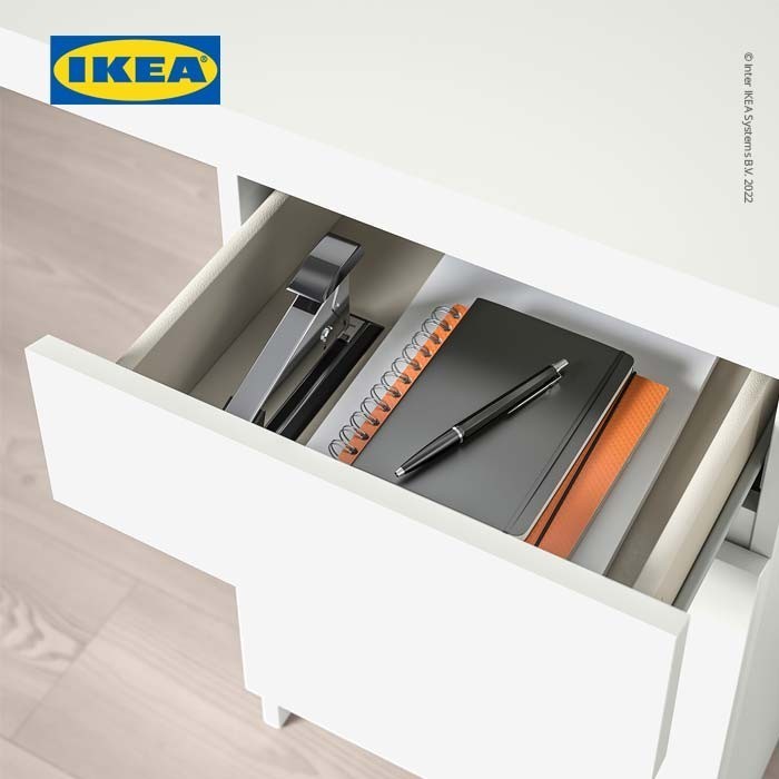 Ikea Malm Meja Putih Minimalis Dengan Laci 140X65 Cm