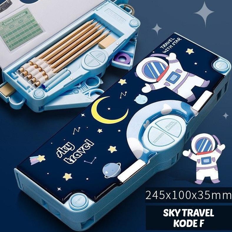 

Or42 Kotak Pensil Tombol Multifungsi isi gunting selotip Motif Unicorn Dinosaurus Astronot Untuk Anak SD Anak TK Tempat Pensil hardcase Pola Kartun 2 Lapis Import Berkualitas Original