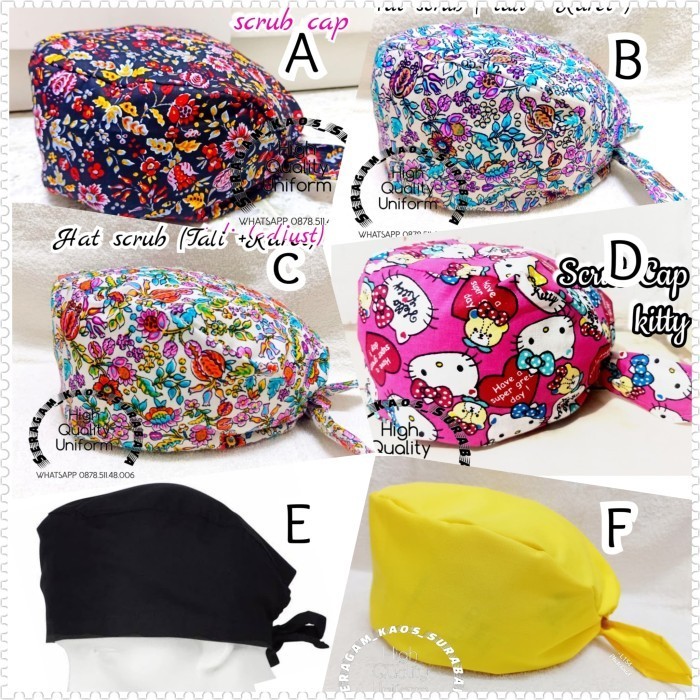hat scrub topi kain medis / non medis