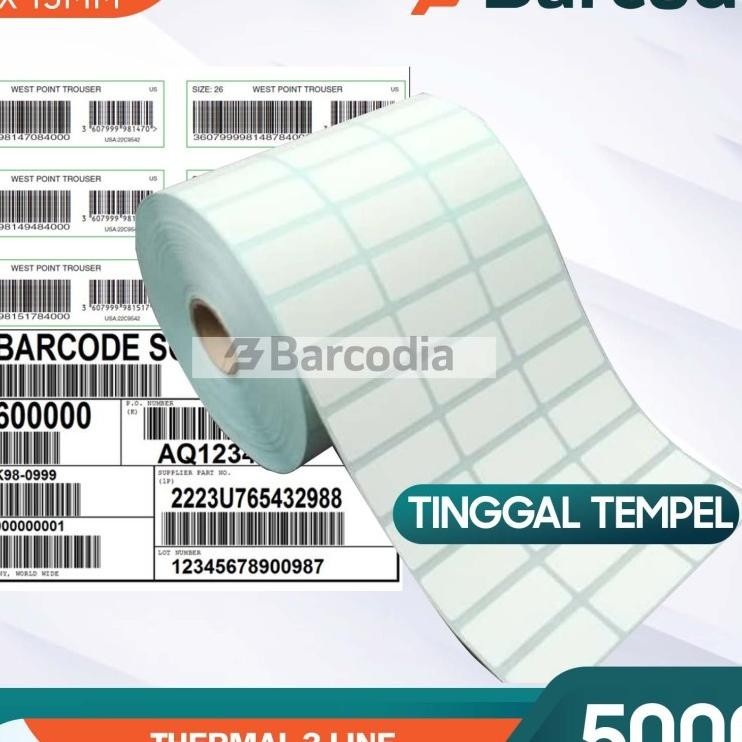 

Label Barcode 33X15 Mm 3 Line Stiker Thermal 33 X 15 Mm Core 1" Inch