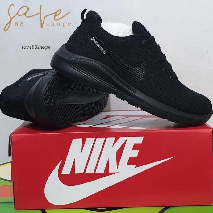 SEPATU SNEAKERS KETS SEKOLAH OLAHRAGA HITAM FULL PRIA WANITA COWOK