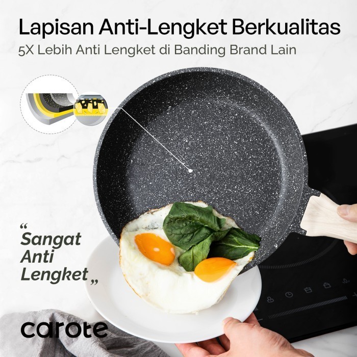 Carote Ew Wajan Penggorengan Anti Lengket (Frypan) Batu Granit