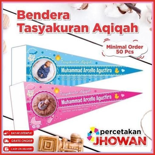 Get New Bendera Aqiqah / Bendera Tasyakuran Aqiqah / Bendera Kembang Telur Aqiqah Promo Hemat