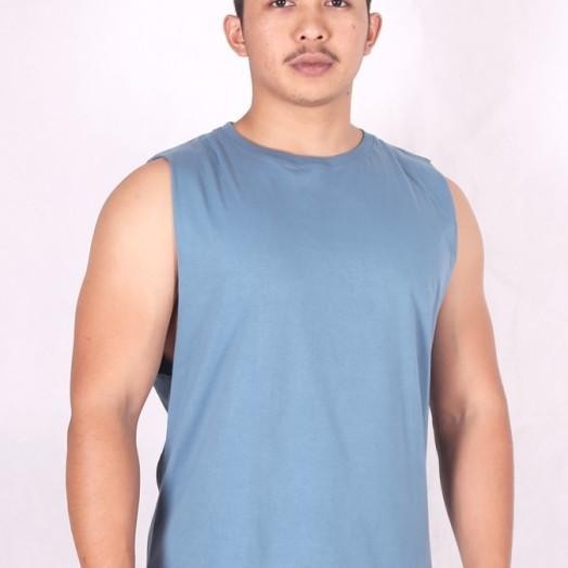 Tanktop Pria Low Cut Baju Singlet Pantai Polos /Muscle Olahraga