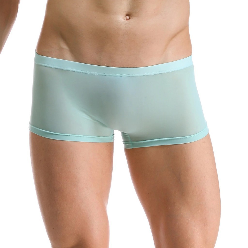 CLEVER-MENMODE Men Panties Ice Silk Boxers Sexy Underwear Ultra-thin Boxer Shorts See Through Male U