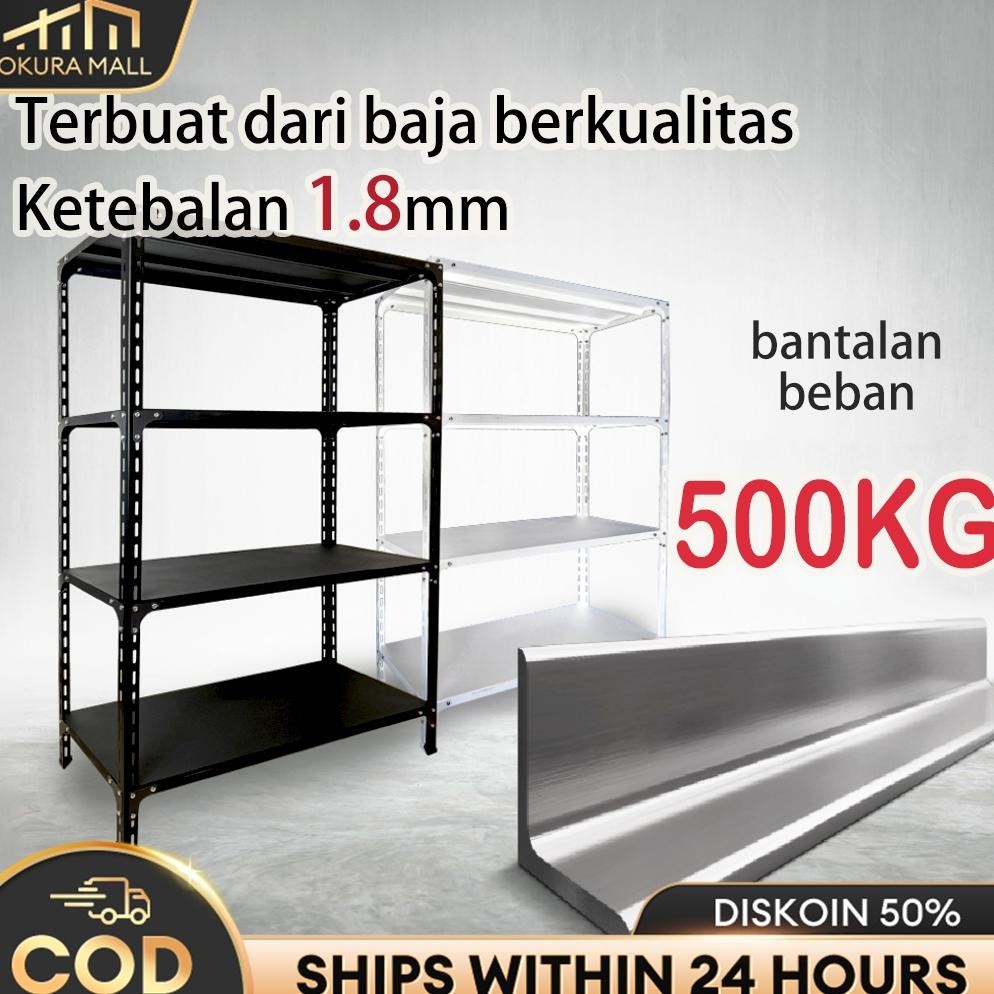 Rak Besi Susun 120*40*200CM Rak Gudang 5 Susun Rak Supermarket Rak Besi Siku Rak Aquarium