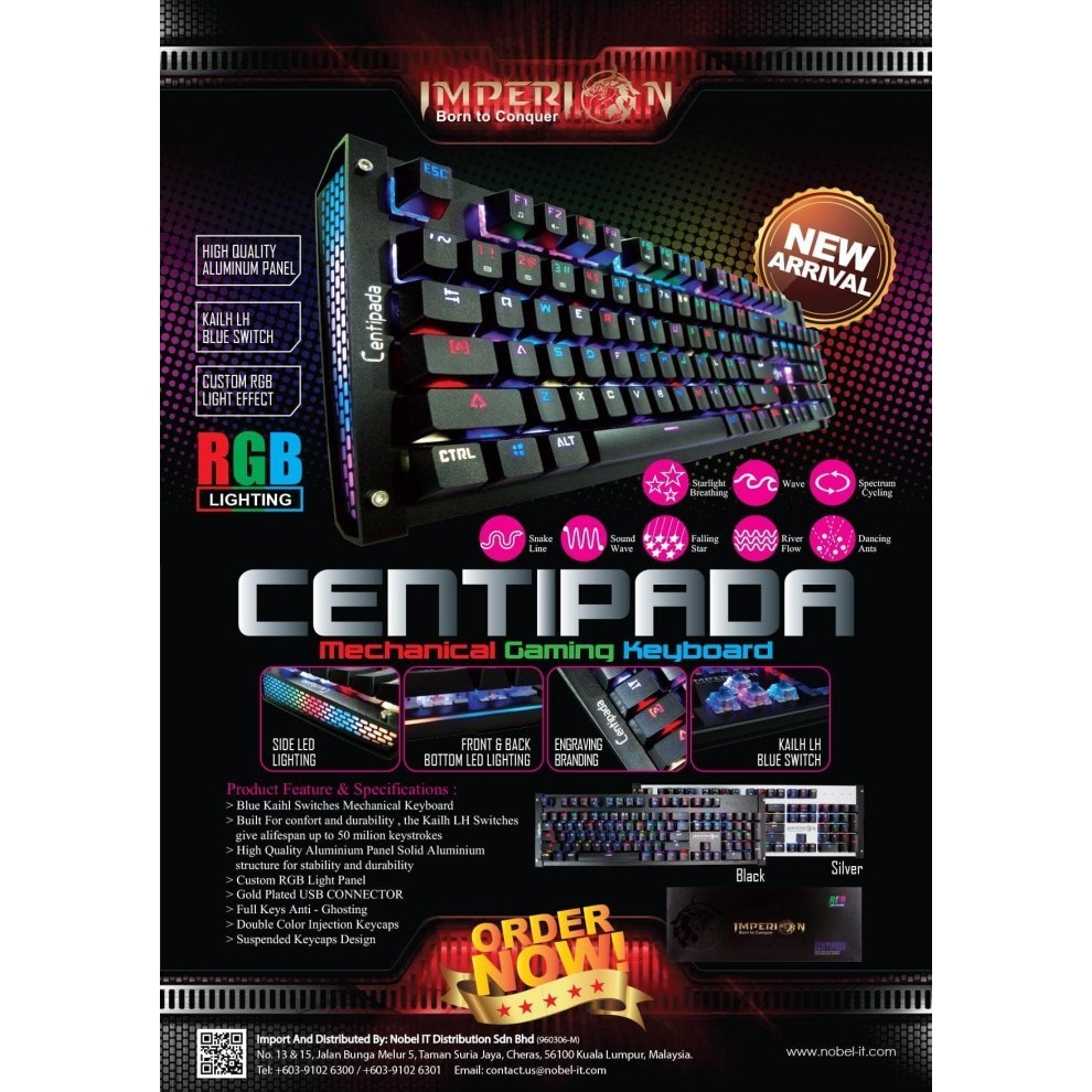 Keyboard Gaming Imperion Centipada Full Size Rgb