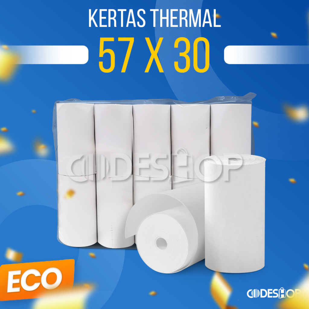 

1 SLOP Kertas Kasir Struk Thermal 57X30 58X30 Paper Roll Mini Printer isi 10