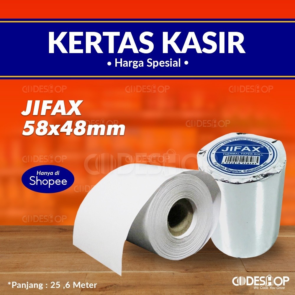 

Kertas Thermal Jifax 58 x 48 mm Struk Kasir 58mm