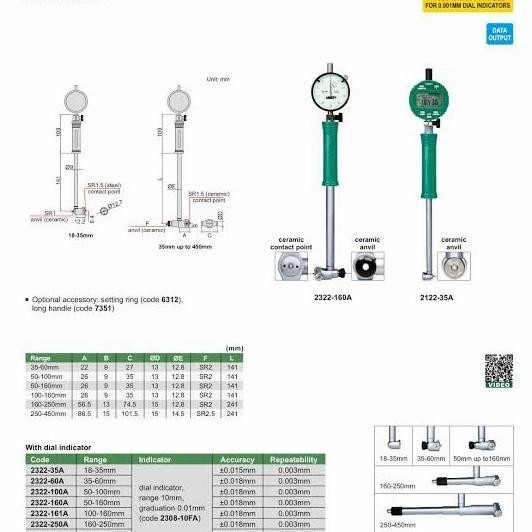 Insize Dial Bore Gauge 2322-250A Original Insize