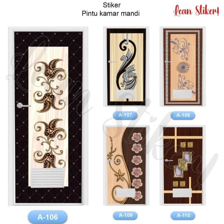 XD27 Stiker pintu kamar mandi / stiker pintu kamar tidur motif kayu interior Viral