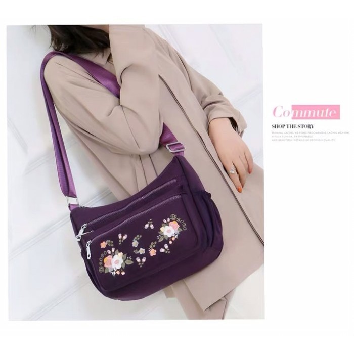 Tas Selempang Chibao Bordir Bunga Motif Terbaru Dengan 5 Slot