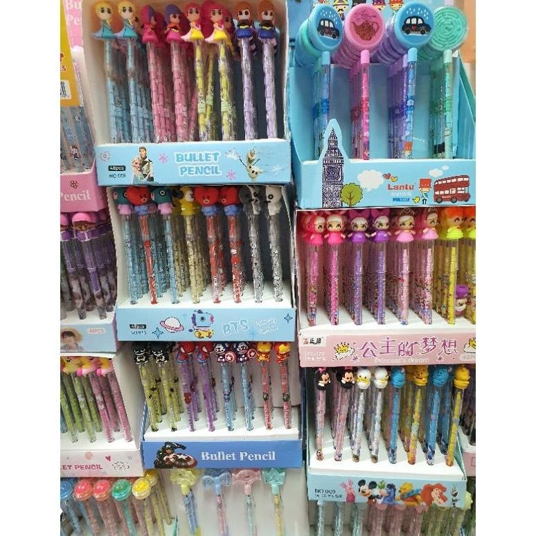 

io-98 (48pc/56pc) pensil lantu susun/pensil susun karakter/pensil cabut/LANTU 1 BOX BESAR Terlaris