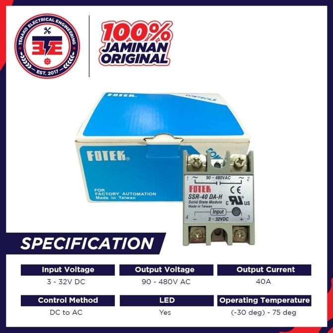 Fotek Ssr-40Da-H / Ssr 40Dah Solid State Relay Fotek 40 Amper