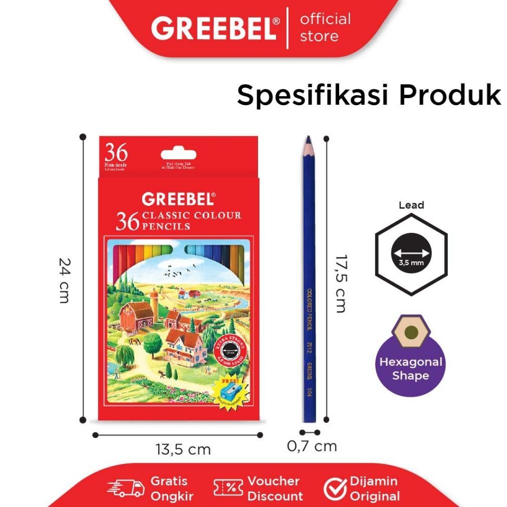 

Oy58 GREEBEL Pensil Warna Classic Color Pencils / Coloring / Pensil Warna Greebel / Pensil Warna Aman untuk Anak Mewarnai Original