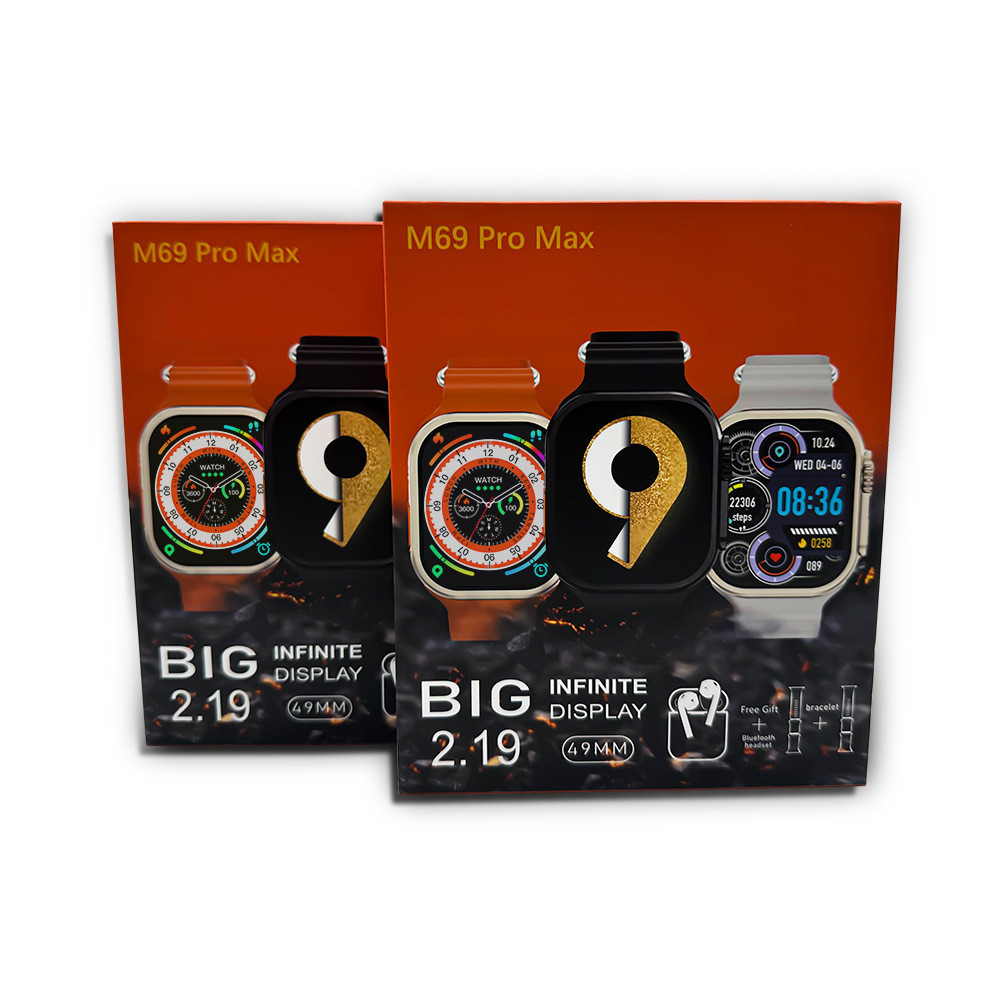 BaruM69pro maxJam Tangan Pintar Headset Bluetooth 2 Dalam 1 Paket Pemantauan Kesehatan Tali Ganda