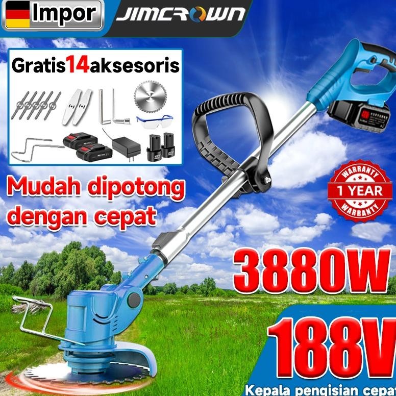 Mesin potong rumput 288V Motor tanpa sikat yang kuat Elektrik cordless pemotong rumput Mesin potong 
