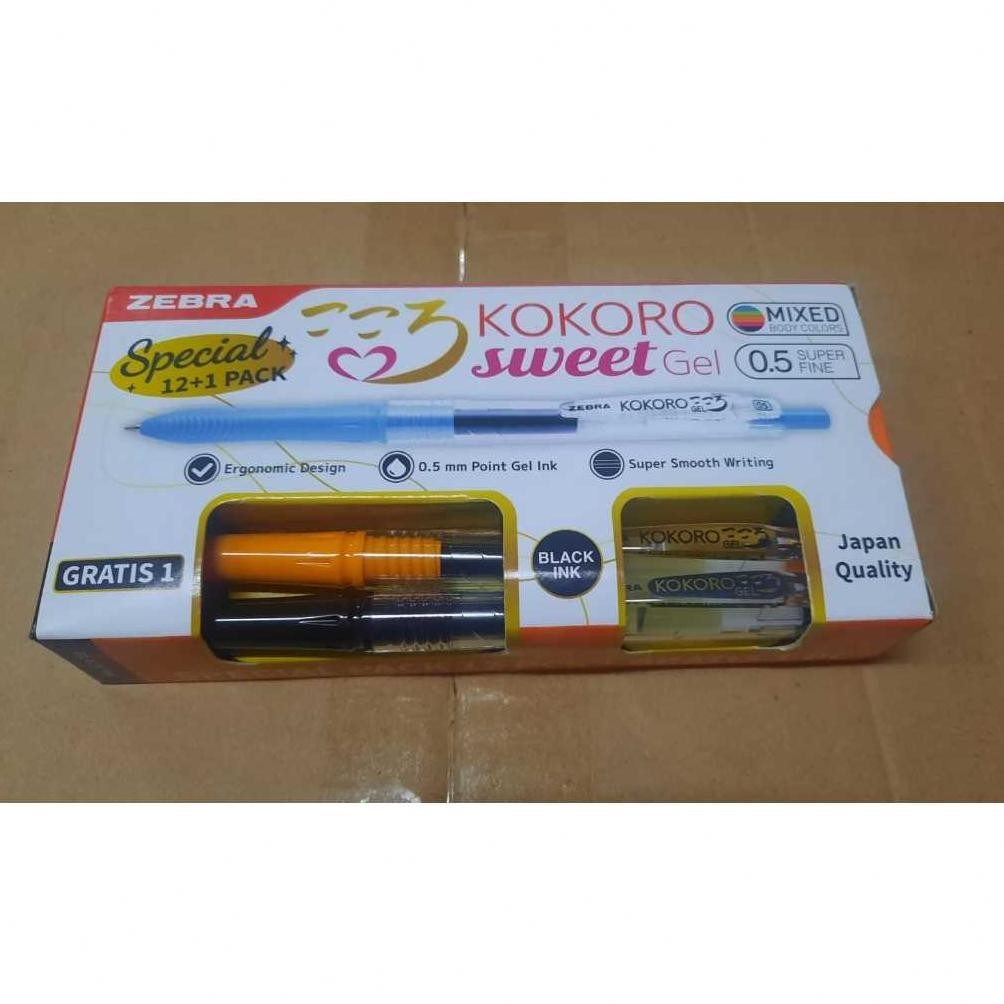 

we-12 Zebra Pulpen Kokoro Black 13 Pcs / Kokoro Sweet 1 Lusin (tinta hitam) Original