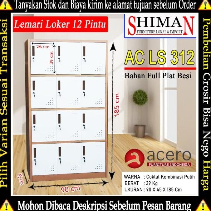 

TERBARU - Lemari Loker Besi 12 Pintu AC LS312