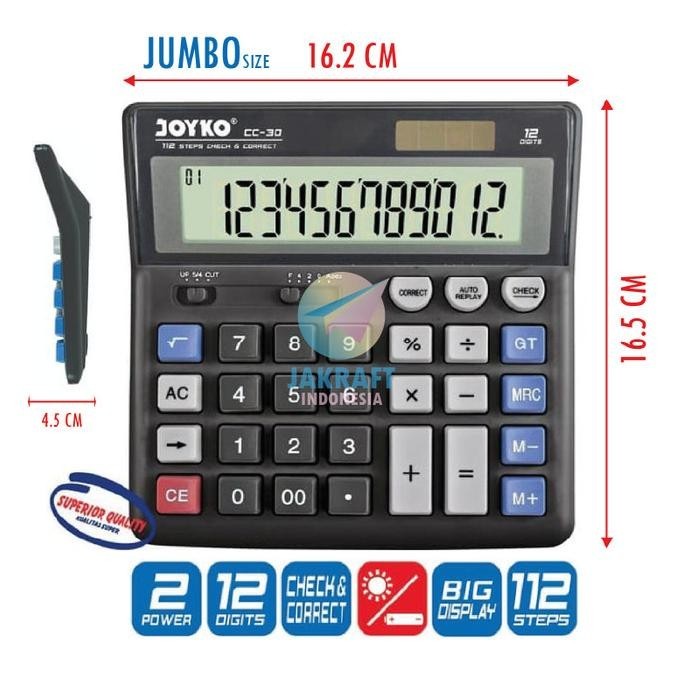 

TERMURAH - Kalkulator Jumbo JOYKO CC-30 Calculator 12 Digit Big Display Correct