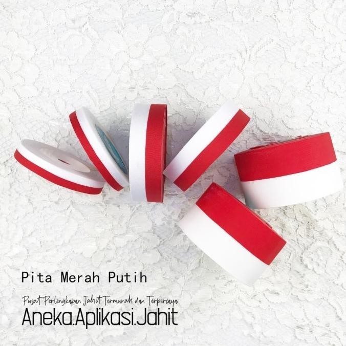 

okt Pita Merah Putih Indonesia Kecil Besar Kain 1/2-1 Inch Roll/HUT RI/17