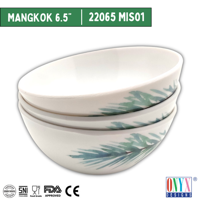 3 Pcs Mangkok 6.5" Onyx Melamin Primera Series Motif - 22065