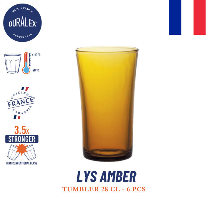 Duralex Gelas Tumbler Amber 28 Cl/280 Ml (Isi 6 Pc)