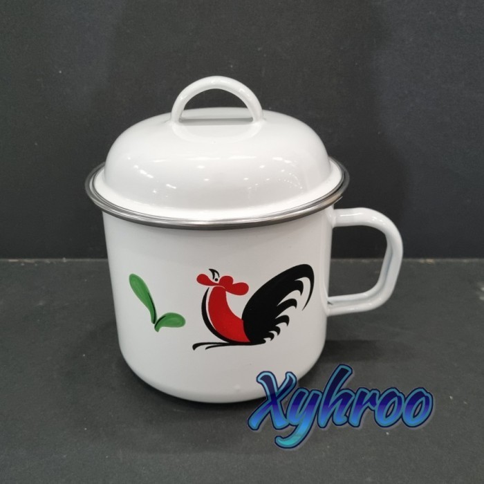 Cangkir Mug Gelas Enamel 14Cm Ayam Kukuruyuk