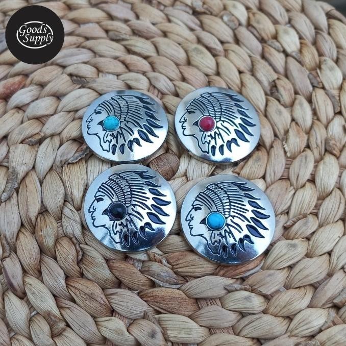 

((((()paling dicari] Large Concho Head Chief Indian Bead Screw Back Leather DIY Accessories