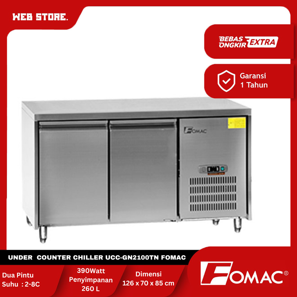 Mesin Pendingin Meja Kulkas Pendingin Makanan 2 Pintu Under Counter Chiller FOMAC UCC-GN2100TN