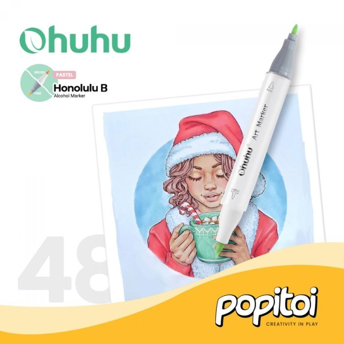 

OHUHU Honolulu 48 Pastel Colors Dual Tip Brush Fine Chisel Art Marker