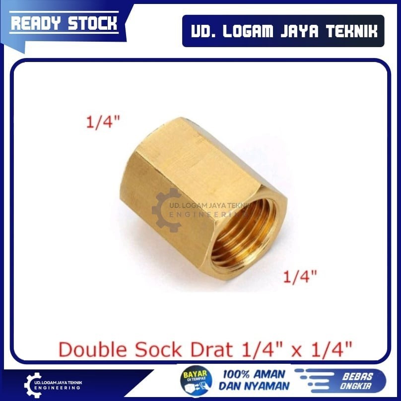 nepel sok drat dobel drat dalam 1/4 inchi