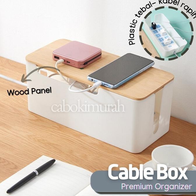 

cable rack Natural Wood Cable Storage Box Kotak Organizer Kabel Wire