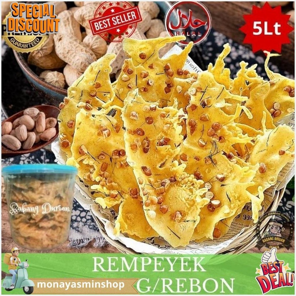 

Rempeyek Kacang/Rempeyek Rebon Kemasan Toples 5Lt Terbuat Dari Bahan-Bahan Pilihan Renyah Gurih Halal Cemilan Keluarga Original Produk