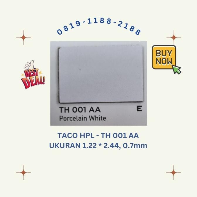 Promo Spesial Hpl Taco Solid Glossy Murah 001Aa Porcelain White