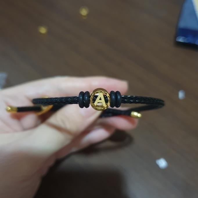 Gelang tali huruf A pandora Emas Asli LS